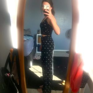 2 piece black polka dot pants and top!